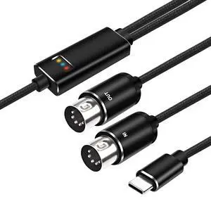 MIDI to USB C Type-C Interface Cable Adapter 5 Pin MIDI to Type-C Input&Output Adapter Cord Converter for Piano Keyboard to PC Mac Laptop with LED Indicator -2M/6.5FT MIDI to USB C Type-C Interface Cable Adapter 5 Pin MIDI to Type-C Input&Output Adapter Cord Converter for Piano Keyboard to PC Mac Laptop with LED Indicator -2M/6.5FT