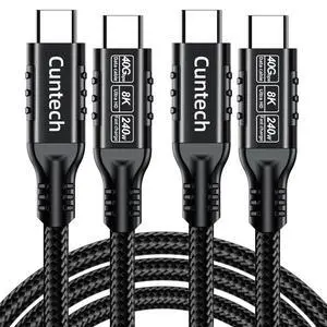 USB C 40Gbps Data Transfer Cable 3.3ft 2-Pack, 240W PD Fast Charging 8K/4K HD Video Monitor Cable for Thunderbolt 4/3 MacBook for iPhone 17/16 iPad Pro Samsung Galaxy S24/23 Cell Phone Tablet Laptop USB C 40Gbps Data Transfer Cable 3.3ft 2-Pack, 240W PD Fast Charging 8K/4K HD Video Monitor Cable for Thunderbolt 4/3 MacBook for iPhone 17/16 iPad Pro Samsung Galaxy S24/23 Cell Phone Tablet Laptop