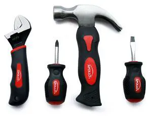 Tools 4 Piece Stubby Tool Set for Small Hands and Tight Spaces. Convenient and Compact Small Tool Set includes Mini Hammer, Mini Screwdriver Set and Mini Wrench - Red - DT0240 Tools 4 Piece Stubby Tool Set for Small Hands and Tight Spaces. Convenient and Compact Small Tool Set includes Mini Hammer, Mini Screwdriver Set and Mini Wrench - Red - DT0240