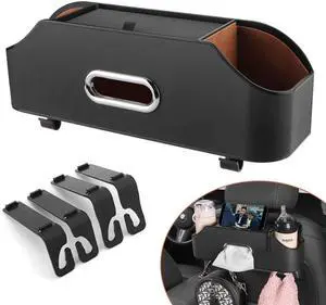 Car Seat Back Organizer - Stylish & Functional Storage for Family Adventures - Cup Holders, Tissue Box & Hooks - Perfect for Kids, Road Trips & Travel (Black) Car Seat Back Organizer - Stylish & Functional Storage for Family Adventures - Cup Holders, Tissue Box & Hooks - Perfect for Kids, Road Trips & Travel (Black)