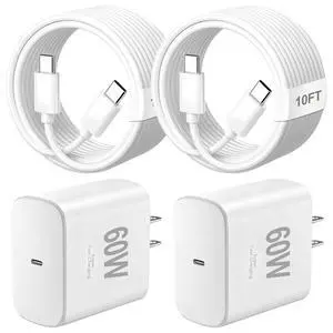 60W Super Fast USB C Charger for Samsung,2Pack TypeC Android Phone PD Wall Charger Block,10FT Chargers Fast Charging USB-C Cord Compatible with Galaxy S26 Ultra/S26+/S26/S25 Ultra/S25+/S25/S24/S23/S22 60W Super Fast USB C Charger for Samsung,2Pack TypeC Android Phone PD Wall Charger Block,10FT Chargers Fast Charging USB-C Cord Compatible with Galaxy S26 Ultra/S26+/S26/S25 Ultra/S25+/S25/S24/S23/S22