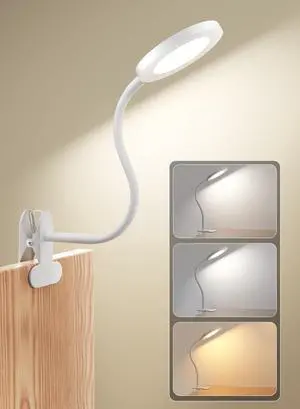 White Clip On Reading Light, 450LM Book Light, CRI95, 3 Modes Stepless Dim White Clip On Reading Light, 450LM Book Light, CRI95, 3 Modes Stepless Dim