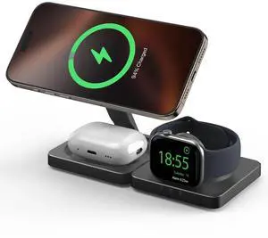 Traveling Magnetic Wireless Charging Station - ADADPU 3 in 1 Foldable Charger Stand for Apple Devices, Travel Charging Pad for iPhone 17 16 15 14 13 12 Pro Max Plus, for Apple Watch AirPods, Black Traveling Magnetic Wireless Charging Station - ADADPU 3 in 1 Foldable Charger Stand for Apple Devices, Travel Charging Pad for iPhone 17 16 15 14 13 12 Pro Max Plus, for Apple Watch AirPods, Black