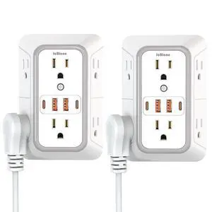 2 Pack Wall Outlet Extender, 6 Outlet Splitter with 4 USB Ports (2 USB C), 3 Sided 1050J Multi Plug with Surge Protector for Home Office Kitchen Travel-ETL 2 Pack Wall Outlet Extender, 6 Outlet Splitter with 4 USB Ports (2 USB C), 3 Sided 1050J Multi Plug with Surge Protector for Home Office Kitchen Travel-ETL