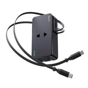 Travel Adapter for Europe with 2 Built-in Retractable USB-C Cables, 20W Slim EU Plug Adapter with 1 AC Outlet, 1 USB-A & 1 USB-C Ports, Type C European Plug (Not a Voltage Converter) Travel Adapter for Europe with 2 Built-in Retractable USB-C Cables, 20W Slim EU Plug Adapter with 1 AC Outlet, 1 USB-A & 1 USB-C Ports, Type C European Plug (Not a Voltage Converter)