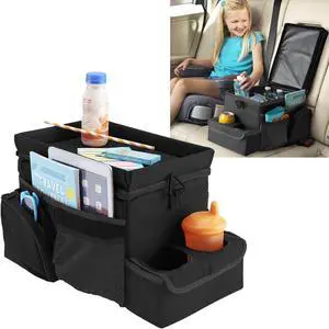 CarHop Car Caddy Organizer with Road Trip Cooler, Car Cup Holder Bin, Sturdy Snack and Play Lid and 6 Organization and Storage Pockets, Black CarHop Car Caddy Organizer with Road Trip Cooler, Car Cup Holder Bin, Sturdy Snack and Play Lid and 6 Organization and Storage Pockets, Black
