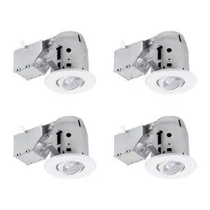 90718 3" LED IC Rated Swivel Round Trim Recessed Lighting Kit 4-Pack, White Finish, Easy Install Push-N-Click Clips, Bulbs Included, 3.25" Hole Size, 400 Lumen 90718 3" LED IC Rated Swivel Round Trim Recessed Lighting Kit 4-Pack, White Finish, Easy Install Push-N-Click Clips, Bulbs Included, 3.25" Hole Size, 400 Lumen
