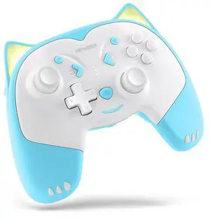 Wireless Controller for Nintendo Switch/Switch Lite, Cute Pro Controller with Turbo, Motion, Vibration, Wake-Up, Headphone Jack and Breathing Light - Blue Wireless Controller for Nintendo Switch/Switch Lite, Cute Pro Controller with Turbo, Motion, Vibration, Wake-Up, Headphone Jack and Breathing Light - Blue