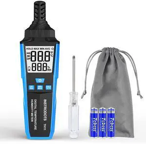 Temperature Humidity Meter, High Precision Digital Hygrometer with Ambient, Dew Point, Wet Bulb Temperature for Indoor Outdoor, Thermometer with Min/Max, Data Hold, LCD Backlight, TH11 Temperature Humidity Meter, High Precision Digital Hygrometer with Ambient, Dew Point, Wet Bulb Temperature for Indoor Outdoor, Thermometer with Min/Max, Data Hold, LCD Backlight, TH11