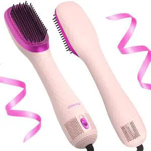 3 in 1 Hair Dryer Brush Straightener 1200W Negative Ionic Hot Air Brush One Step Blow Dryer and Styler for Straightening Drying Smoothing (Pink) 3 in 1 Hair Dryer Brush Straightener 1200W Negative Ionic Hot Air Brush One Step Blow Dryer and Styler for Straightening Drying Smoothing (Pink)