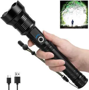 Rechargeable LED Flashlight 990,000 Lumens, High Powerful Flashlights with 8 Modes, IPX7 Waterproof, Handheld Flash Light for Camping Hiking Emergency Home Rechargeable LED Flashlight 990,000 Lumens, High Powerful Flashlights with 8 Modes, IPX7 Waterproof, Handheld Flash Light for Camping Hiking Emergency Home