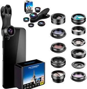 Camera Lens Kit Smartphones/Pixel/Samsung/Android Phones Camera. 2xTele Lens ZoomLens+Fisheye Lens+0.36XSuper Wide Angle Lens & 20X Macro Lens CPL.Blue &Red Filter Filter Camera Lens Kit Smartphones/Pixel/Samsung/Android Phones Camera. 2xTele Lens ZoomLens+Fisheye Lens+0.36XSuper Wide Angle Lens & 20X Macro Lens CPL.Blue &Red Filter Filter