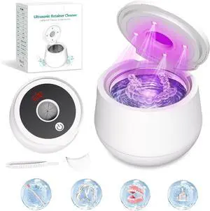 Ultrasonic Retainer Cleaner Machine, 45kHz Retainer Cleaner Machine with Digital Timer & 4 Modes, 200ML Portable Dental Cleaning Pod for Aligners, Dentures, Night Guards, Braces, Jewelry Ultrasonic Retainer Cleaner Machine, 45kHz Retainer Cleaner Machine with Digital Timer & 4 Modes, 200ML Portable Dental Cleaning Pod for Aligners, Dentures, Night Guards, Braces, Jewelry