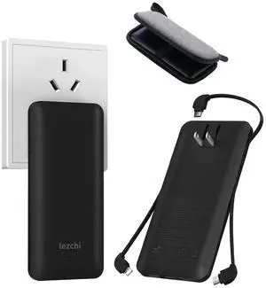 Portable Power Bank, Ultra Slim 10000mAh Portable Charger with Built in Cable, USB C External Battery Pack with Built-in AC Wall Plug Compatible with iPhone Smartphone Tablet Portable Power Bank, Ultra Slim 10000mAh Portable Charger with Built in Cable, USB C External Battery Pack with Built-in AC Wall Plug Compatible with iPhone Smartphone Tablet