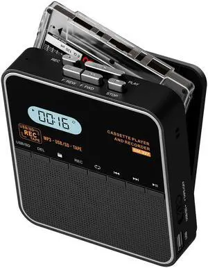 Cassette Tape Player Recorder, Cassette to MP3 Converter, Record to Cassettes/USB/SD Card, LCD Display, Power by USB C or AA Battery, Built-in Speaker, Headphone Jack and Mic Cassette Tape Player Recorder, Cassette to MP3 Converter, Record to Cassettes/USB/SD Card, LCD Display, Power by USB C or AA Battery, Built-in Speaker, Headphone Jack and Mic