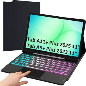 for Samsung Galaxy Tab A11 Plus 2025/A9 Plus 2023 11" Keyboard Case: 3 Zone 7 Colors Backlit Trackpad Keyboard for 11-inch Samsung Tab A9+/A11+ 5G - Detachable Key Board Tablet Cover with Pen Holder for Samsung Galaxy Tab A11 Plus 2025/A9 Plus 2023 11" Keyboard Case: 3 Zone 7 Colors Backlit Trackpad Keyboard for 11-inch Samsung Tab A9+/A11+ 5G - Detachable Key Board Tablet Cover with Pen Holder