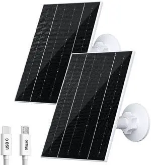 4W Solar Panel for Security Camera, Type-C/Micro USB Solar Charger for Rechargeable Battery Cameras, IP66 Waterproof, 360° Adjustable Bracket, 9.8ft Cable for Outdoor Use, 2 Pack 4W Solar Panel for Security Camera, Type-C/Micro USB Solar Charger for Rechargeable Battery Cameras, IP66 Waterproof, 360° Adjustable Bracket, 9.8ft Cable for Outdoor Use, 2 Pack