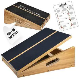 Wooden Slant Board, 5 Positions Adjustable Slant Board for Calf Stretching Squats Incline Board and Calf Stretcher, Slant Squat Board for Knees Ankle Heel Feet Leg Wooden Slant Board, 5 Positions Adjustable Slant Board for Calf Stretching Squats Incline Board and Calf Stretcher, Slant Squat Board for Knees Ankle Heel Feet Leg