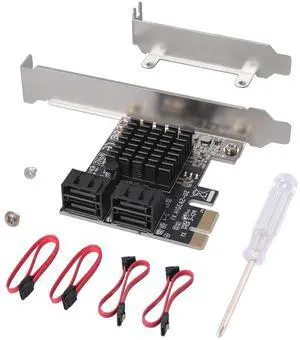 4 Port Card with 4 Cables - SATA 3.0 6 Gbps PCIe Controller - Low Profile Bracket Support - 4 Devices 4 Port Card with 4 Cables - SATA 3.0 6 Gbps PCIe Controller - Low Profile Bracket Support - 4 Devices