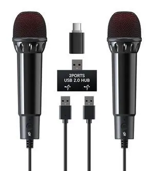 2Pcs 10Ft Wired USB Microphone for Switch 2&1 Gaming/PS5/PS4/XBOXONE/PC Gaming, Plug and Play, One Button Mute, Dual Karaoke, Directional Pick Up, 179g Golden Weight 2Pcs 10Ft Wired USB Microphone for Switch 2&1 Gaming/PS5/PS4/XBOXONE/PC Gaming, Plug and Play, One Button Mute, Dual Karaoke, Directional Pick Up, 179g Golden Weight