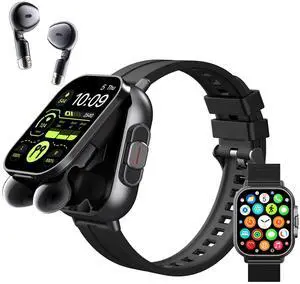 Smart Watch with Earbuds, 2.01" HD Screen Fitness Watch, 2 in 1 Smartwatch with 100+ Sport Modes Fitness Tracker, Sleep/Heart Rate/Monitor Pedometer for iOS & Android, Black Smart Watch with Earbuds, 2.01" HD Screen Fitness Watch, 2 in 1 Smartwatch with 100+ Sport Modes Fitness Tracker, Sleep/Heart Rate/Monitor Pedometer for iOS & Android, Black