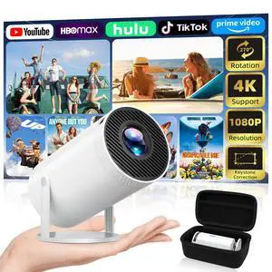Mini Projector, Native 1080P Portable Projector with Carrying Case, 4K Support, 270°Rotatable Outdoor Movie Proyector, Home Theater Projector Compatible with Phone/TV Stick/Laptop/PS4/HDMI/USB Mini Projector, Native 1080P Portable Projector with Carrying Case, 4K Support, 270°Rotatable Outdoor Movie Proyector, Home Theater Projector Compatible with Phone/TV Stick/Laptop/PS4/HDMI/USB