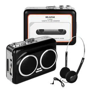 Cassette Player Recorder, Portable Cassette Tape Player with Built-in Dual Speakers, Auto Reverse, Cassette to MP3 Converter,Rewind Stereo CassetteBlack Cassette Player Recorder, Portable Cassette Tape Player with Built-in Dual Speakers, Auto Reverse, Cassette to MP3 Converter,Rewind Stereo CassetteBlack