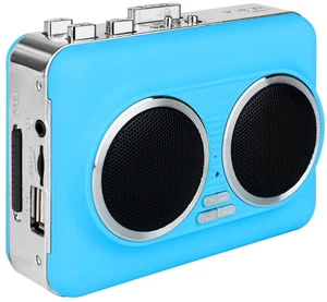 USB Cassette Player & MP3 Converter, Portable Speaker Blue, ABS body, audio tape to digital converter, reverse playback, stereo sound, USB or battery powered, headphone jack USB Cassette Player & MP3 Converter, Portable Speaker Blue, ABS body, audio tape to digital converter, reverse playback, stereo sound, USB or battery powered, headphone jack