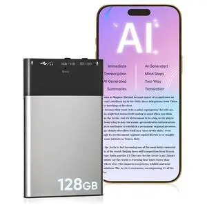 128GB AI Voice Recorder, Note Voice Recorder - Transcribe & Summarize, AI Noise Cancellation Technology, Supports 118 Languages, APP Control Audio Recorder for Lectures, Meetings, Calls 128GB AI Voice Recorder, Note Voice Recorder - Transcribe & Summarize, AI Noise Cancellation Technology, Supports 118 Languages, APP Control Audio Recorder for Lectures, Meetings, Calls