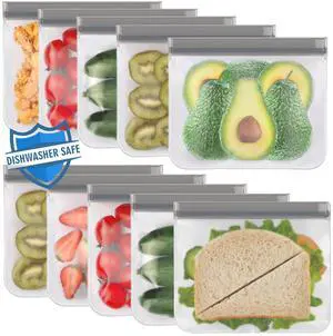 10 Pack Reusable Sandwich Bags Dishwasher Safe, BPA Free Reusable Quart Bags, Extra Thick Leak-proof Freezer Bags for Marinate Meats, Cereal, Travel Items, Home Organization (Gray, 10 Sandwich) 10 Pack Reusable Sandwich Bags Dishwasher Safe, BPA Free Reusable Quart Bags, Extra Thick Leak-proof Freezer Bags for Marinate Meats, Cereal, Travel Items, Home Organization (Gray, 10 Sandwich)