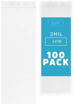 3" x 10" Long Zip Bags, 100 Pack, Clear Plastic Reclosable Zip Baggies, 2 Mil Thick, Resealable Poly Bags for Packaging Insence, Necklaces, Jewelry & Office Supplies. GPI 3" x 10" Long Zip Bags, 100 Pack, Clear Plastic Reclosable Zip Baggies, 2 Mil Thick, Resealable Poly Bags for Packaging Insence, Necklaces, Jewelry & Office Supplies. GPI