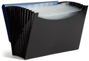 Poly Frequency Expanding File Folders, Flap and Cord Closure, Letter Size, Wave Pattern, 13 Pocket, Blue/Black (70863) Poly Frequency Expanding File Folders, Flap and Cord Closure, Letter Size, Wave Pattern, 13 Pocket, Blue/Black (70863)