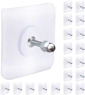 Heavy Duty Adhesive Hooks, Wall Hooks for Hanging, Screw Free Sticker, Seamless Screws for Wall Mount, 2 in 1 Reusable, White, 20 Pcs, 16mm Heavy Duty Adhesive Hooks, Wall Hooks for Hanging, Screw Free Sticker, Seamless Screws for Wall Mount, 2 in 1 Reusable, White, 20 Pcs, 16mm