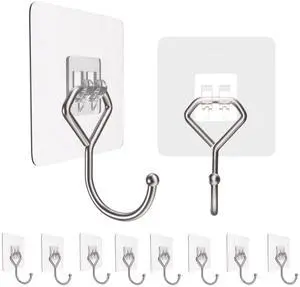 Large Adhesive Hooks 44Ib(Max), Wall Hooks Self-Adhesive Traceless Clear and Removable, Waterproof and Rustproof Hooks for Hanging for Home Bathroom Kitchen Office and Outdoor, 10-Pack Large Adhesive Hooks 44Ib(Max), Wall Hooks Self-Adhesive Traceless Clear and Removable, Waterproof and Rustproof Hooks for Hanging for Home Bathroom Kitchen Office and Outdoor, 10-Pack