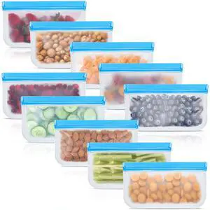10 Pack Reusable Silicone Food Storage Bags, Leakproof Dishwasher Safe Reusable Freezer Bags for Food Containers, Lunch Bags for Sandwich, Snack, Marinate Meat, Salad Fruit 10 Pack Reusable Silicone Food Storage Bags, Leakproof Dishwasher Safe Reusable Freezer Bags for Food Containers, Lunch Bags for Sandwich, Snack, Marinate Meat, Salad Fruit