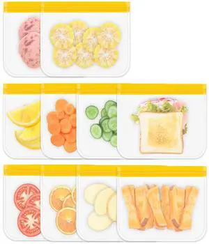 Reusable Sandwich Bags 10 Pack, 8.7x7.6 Inches Dishwasher Safe Silicone Food Storage Bags for Marinating Meats, Snacks, Cereal (Orange) Reusable Sandwich Bags 10 Pack, 8.7x7.6 Inches Dishwasher Safe Silicone Food Storage Bags for Marinating Meats, Snacks, Cereal (Orange)