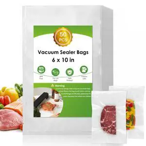 50pcs Vacuum Sealer Bags, Food Saver Bags Pint 6" x 10", BPA Free, Pre-cut Commercial Grade Vac Bags for Food Storage, Meal Prep or Sous Vide 50pcs Vacuum Sealer Bags, Food Saver Bags Pint 6" x 10", BPA Free, Pre-cut Commercial Grade Vac Bags for Food Storage, Meal Prep or Sous Vide