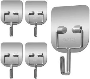 Metal Heavy Duty Self-Adhesive Wall Hooks Waterproof Stainless Steel Hooks for Hanging Towels/Coats/Keys Strong Adhesive, Rust-Resistant 5 Pack for Bathroom/Kitchen/Outdoor Metal Heavy Duty Self-Adhesive Wall Hooks Waterproof Stainless Steel Hooks for Hanging Towels/Coats/Keys Strong Adhesive, Rust-Resistant 5 Pack for Bathroom/Kitchen/Outdoor