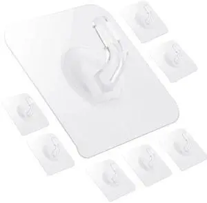 12 Pack Self-Adhesive Small Wall Hooks Clear Square Plastic Strong Shower Pothook Heavy Duty Waterproof for Kitchen Bathroom Office Door Window Hanging Hat Towel Picture 12 Pack Self-Adhesive Small Wall Hooks Clear Square Plastic Strong Shower Pothook Heavy Duty Waterproof for Kitchen Bathroom Office Door Window Hanging Hat Towel Picture