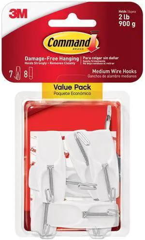 Medium Wire Toggle Hooks, 7 Wall Hook and 8 Strips, Damage-Free Hanging with Adhesive, No Tools Great for Hanging Back to School Dorm Organizers, Holds up to 2 lb Medium Wire Toggle Hooks, 7 Wall Hook and 8 Strips, Damage-Free Hanging with Adhesive, No Tools Great for Hanging Back to School Dorm Organizers, Holds up to 2 lb