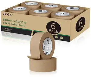 6 Rolls Brown Packing Tape 2 Inch Bulk, 2025 Upgrade Kraft Paper Packaging Tape, 2 Inch x 55 Yards, Cardboard Shipping for Packing Boxes, Tear by Hand for Express Parcels & Office Use 6 Rolls Brown Packing Tape 2 Inch Bulk, 2025 Upgrade Kraft Paper Packaging Tape, 2 Inch x 55 Yards, Cardboard Shipping for Packing Boxes, Tear by Hand for Express Parcels & Office Use