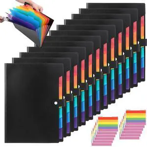 12 PCS Expanding File Folder Set with Labels - Premium A4 Letter Size Accordion Folder, Multi-Color Plastic Accordion File Organizer for Office Home Supplies 12 PCS Expanding File Folder Set with Labels - Premium A4 Letter Size Accordion Folder, Multi-Color Plastic Accordion File Organizer for Office Home Supplies
