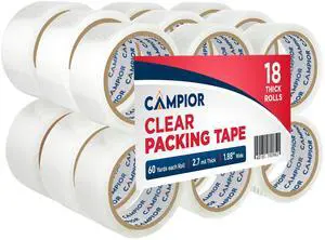 18 Rolls Clear Packing Tape 2 Inch Wide Strong Adhesion & Durable 1.7 Mil Thickness Clear Packing Tape for Moving, Shipping & Storage Smooth Unwinding Packaging Tape Refill, 60 Yards Per Roll 18 Rolls Clear Packing Tape 2 Inch Wide Strong Adhesion & Durable 1.7 Mil Thickness Clear Packing Tape for Moving, Shipping & Storage Smooth Unwinding Packaging Tape Refill, 60 Yards Per Roll