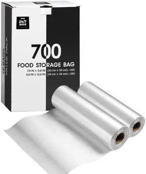 8"x12" & 10"x14" Quart & Gallon Plastic Produce Bags on a Roll- 350 Bags Each (700 Bags), Clear Grocery & Bread Bags, Food Contact Safe (Small & Medium) 8"x12" & 10"x14" Quart & Gallon Plastic Produce Bags on a Roll- 350 Bags Each (700 Bags), Clear Grocery & Bread Bags, Food Contact Safe (Small & Medium)