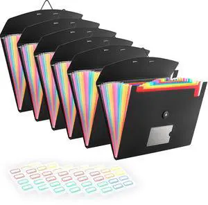 6-Pack 13-Pocket Expanding File Folder, Accordion File Organizer with Labels, Fits Letter Size & A4 Paper, for Home Office School College Supplies 6-Pack 13-Pocket Expanding File Folder, Accordion File Organizer with Labels, Fits Letter Size & A4 Paper, for Home Office School College Supplies