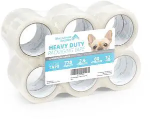 Clear Packing Tape Refills Bulk, 12 Pack, Heavy Duty Packaging Tape Rolls, 2 Inch Wide for Moving Boxes, Shipping, Sealing, 2.7mil Thick, 60 Yard Length, 720 Total Yards Clear Packing Tape Refills Bulk, 12 Pack, Heavy Duty Packaging Tape Rolls, 2 Inch Wide for Moving Boxes, Shipping, Sealing, 2.7mil Thick, 60 Yard Length, 720 Total Yards