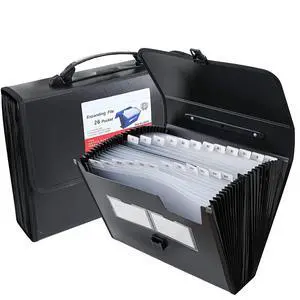 Expanding Accordion File Folder with Labels, 26 Pocket Document Organizer, Letter A4 Size, 1 Pack (Black) Expanding Accordion File Folder with Labels, 26 Pocket Document Organizer, Letter A4 Size, 1 Pack (Black)
