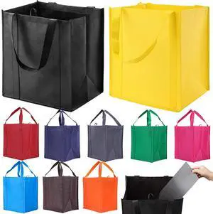 10 Pack Reusable Reinforced Handle Grocery Bags - Heavy Duty Large Shopping Totes with Thick Plastic Bottom can hold 40 lbs 10 Pack Reusable Reinforced Handle Grocery Bags - Heavy Duty Large Shopping Totes with Thick Plastic Bottom can hold 40 lbs