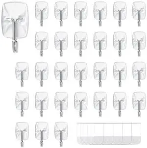 30 Small Hooks+40 Removable Strips, Clear Wire Utility Hooks with Adhesive Strips Damage-Free, No Tools Wall Hooks for Hanging Heavy Duty, Value Pack 30 Small Hooks+40 Removable Strips, Clear Wire Utility Hooks with Adhesive Strips Damage-Free, No Tools Wall Hooks for Hanging Heavy Duty, Value Pack