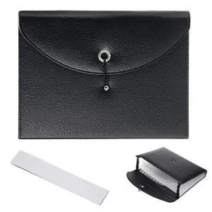 PU Leather Expanding File Folders-13 Pockets A4 Letter Size Paper File Folder Accordion Business Document Organizer with Fasteners and Tabs (Black) PU Leather Expanding File Folders-13 Pockets A4 Letter Size Paper File Folder Accordion Business Document Organizer with Fasteners and Tabs (Black)